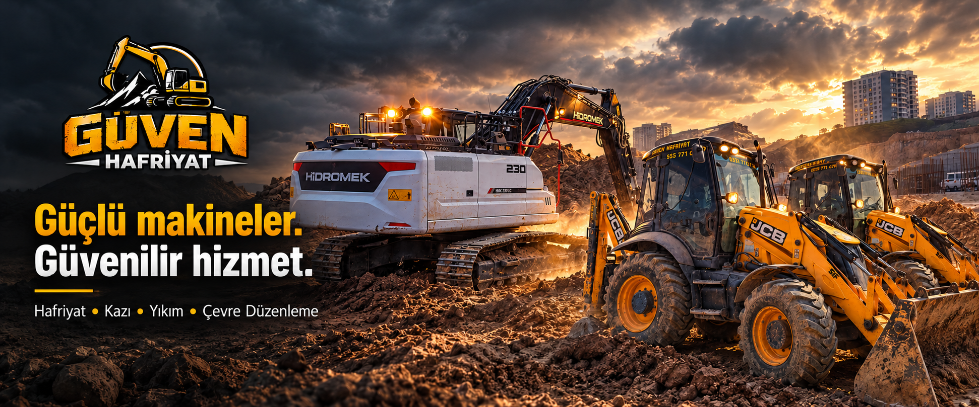 Güven Hafriyat: güçlü makineler, güvenilir hizmet. Hidromek ve JCB iş makineleri.